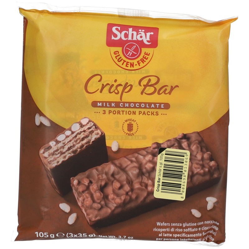Pack ufficiale del prodotto Schar Crisp Bar Dolce Senza Glutine 3 Pezzi Da 35g
