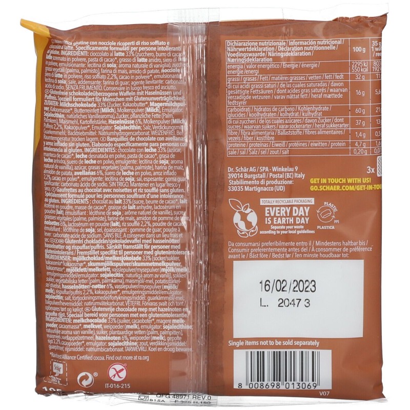 Aspetto del prodotto Schar Crisp Bar Dolce Senza Glutine 3 Pezzi Da 35g