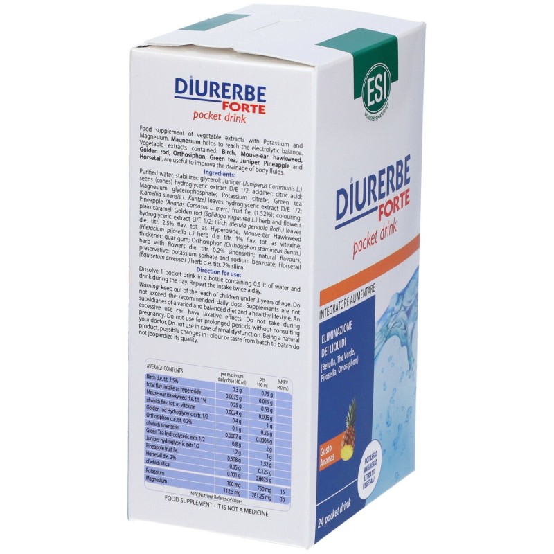 Packaging del prodotto Esi Diurerbe Forte Integratore Drenante all'Ananas 24 Pezzi Packaging del prodotto Esi Diurerbe Forte Integratore Drenante all'Ananas 24 Pezzi