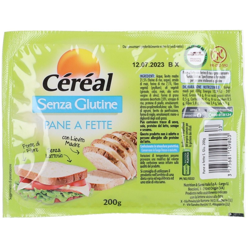 Confezione sigillata di CEREAL PANE FETTE 200 G