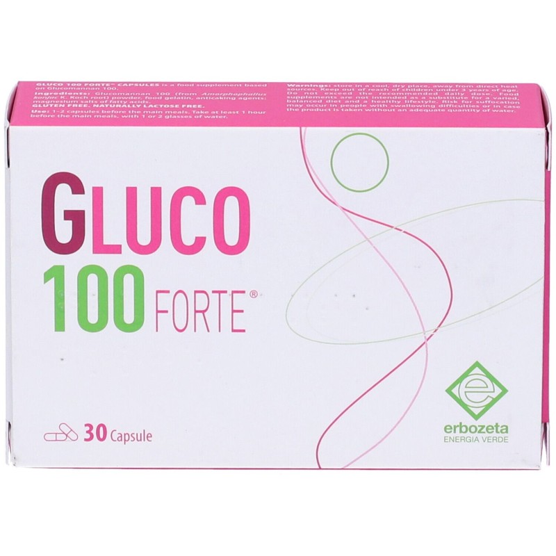 Vista del prodotto Gluco 100 Forte Integratore per Controllo del Peso 30 Capsule Vista del prodotto Gluco 100 Forte Integratore per Controllo del Peso 30 Capsule