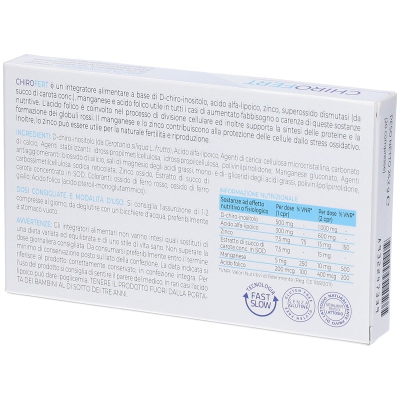 Aspetto del prodotto Chirofert Integratore Antiossidante 20 Compresse