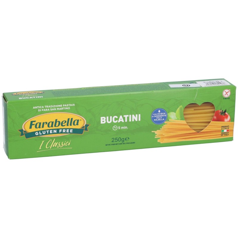Scatola integra del prodotto Farabella Bucatini Senza Glutine 250g Scatola integra del prodotto Farabella Bucatini Senza Glutine 250g
