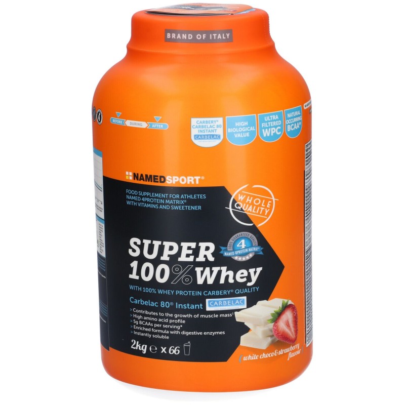 Immagine reale di Named Sport Super 100% Whey Proteine Gusto White Choco&Strawberry 2Kg Immagine reale di Named Sport Super 100% Whey Proteine Gusto White Choco&Strawberry 2Kg