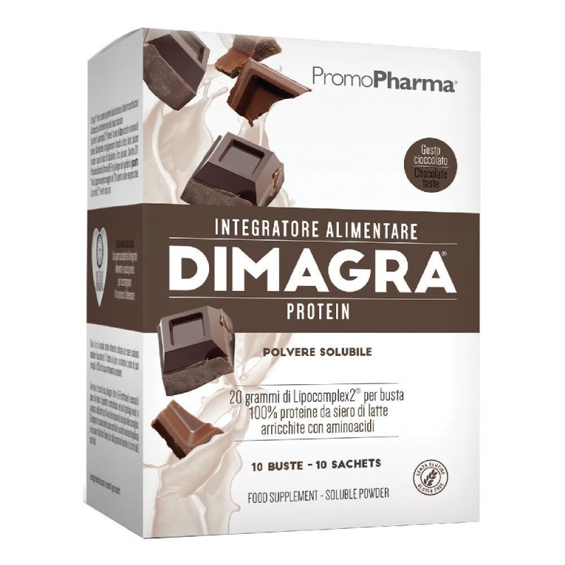 Visualizzazione chiara di Dimagra Protein Cioccolato per Massa Muscolare 10 Buste da 22g Visualizzazione chiara di Dimagra Protein Cioccolato per Massa Muscolare 10 Buste da 22g