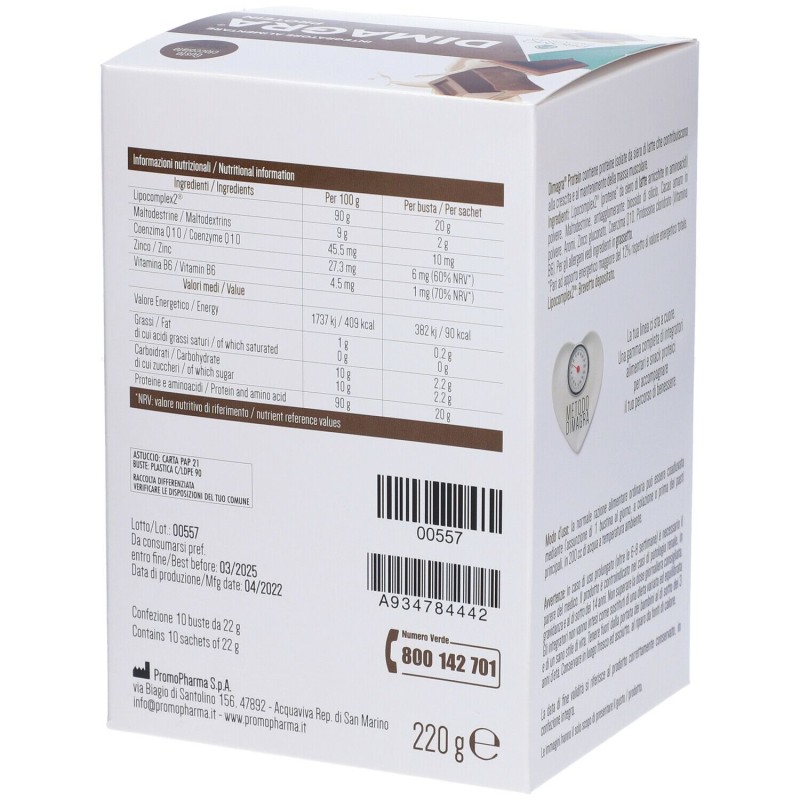 Foto ravvicinata di Dimagra Protein Cioccolato per Massa Muscolare 10 Buste da 22g Foto ravvicinata di Dimagra Protein Cioccolato per Massa Muscolare 10 Buste da 22g