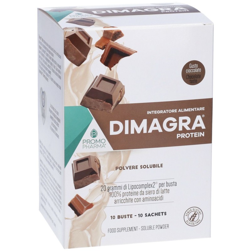 Immagine reale di Dimagra Protein Cioccolato per Massa Muscolare 10 Buste da 22g Immagine reale di Dimagra Protein Cioccolato per Massa Muscolare 10 Buste da 22g