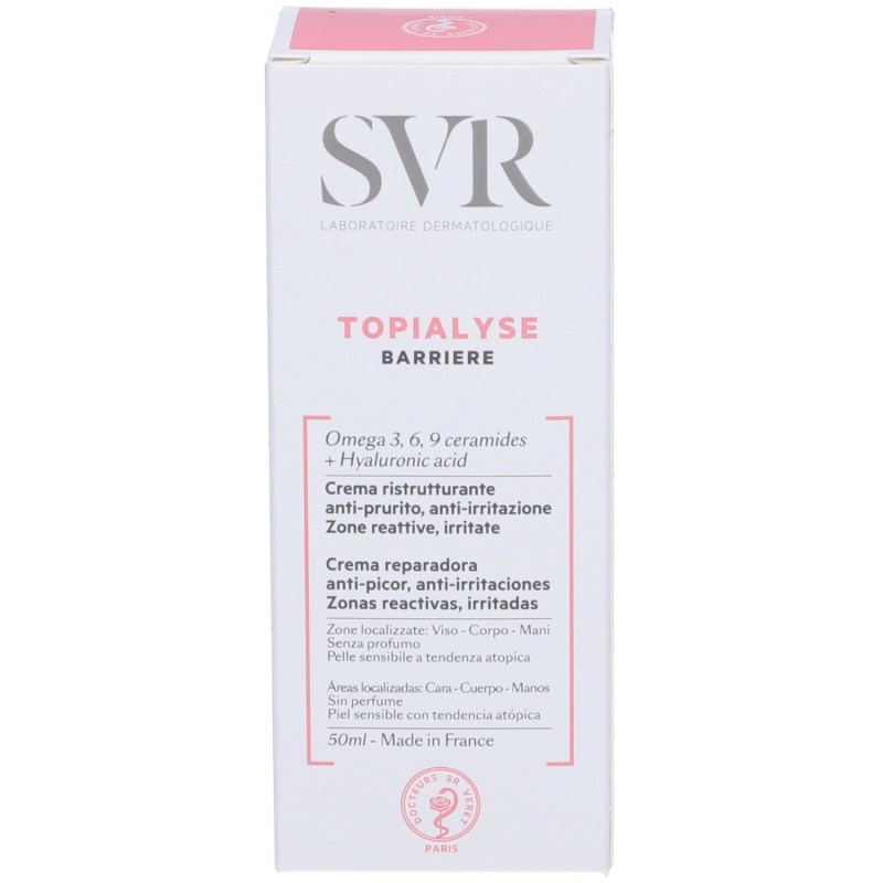 Foto illustrativa del packaging di SVR Topialyse Crema Barriera Riparatrice Anti Prurito 50ml Foto illustrativa del packaging di SVR Topialyse Crema Barriera Riparatrice Anti Prurito 50ml