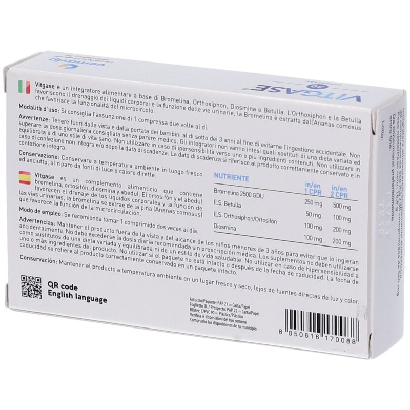 Foto ravvicinata di Vitgase Integratore Drenante 30 Compresse Foto ravvicinata di Vitgase Integratore Drenante 30 Compresse