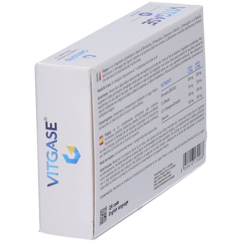 Confezione commerciale diVitgase Integratore Drenante 30 Compresse Confezione commerciale diVitgase Integratore Drenante 30 Compresse