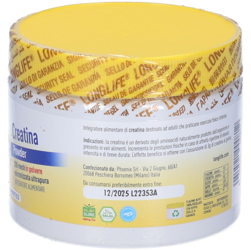 Presentazione grafica di Longlife Creatina Micron Powder Integratore per Metabolismo Energetico 150g Presentazione grafica di Longlife Creatina Micron Powder Integratore per Metabolismo Energetico 150g