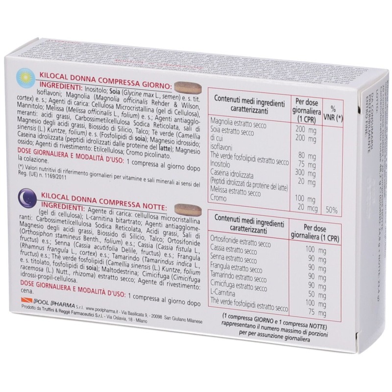 Foto illustrativa del packaging di Kilocal Donna Giorno e Notte per Donne in Menopausa 40 Compresse Foto illustrativa del packaging di Kilocal Donna Giorno e Notte per Donne in Menopausa 40 Compresse