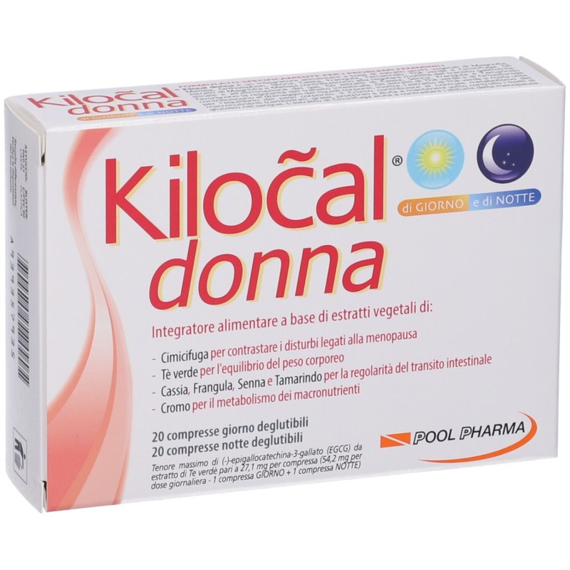 Primo piano di Kilocal Donna Giorno e Notte per Donne in Menopausa 40 Compresse Primo piano di Kilocal Donna Giorno e Notte per Donne in Menopausa 40 Compresse
