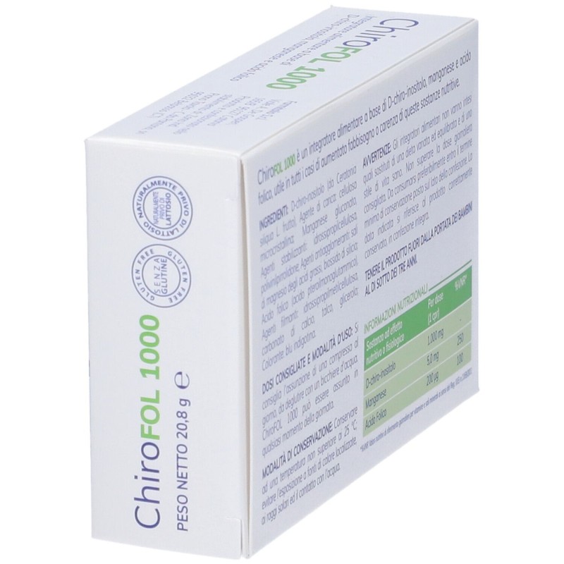 Pack ufficiale del prodotto Chirofol 1000 Integratore per Aiuto Gravidanza 16 Compresse Pack ufficiale del prodotto Chirofol 1000 Integratore per Aiuto Gravidanza 16 Compresse
