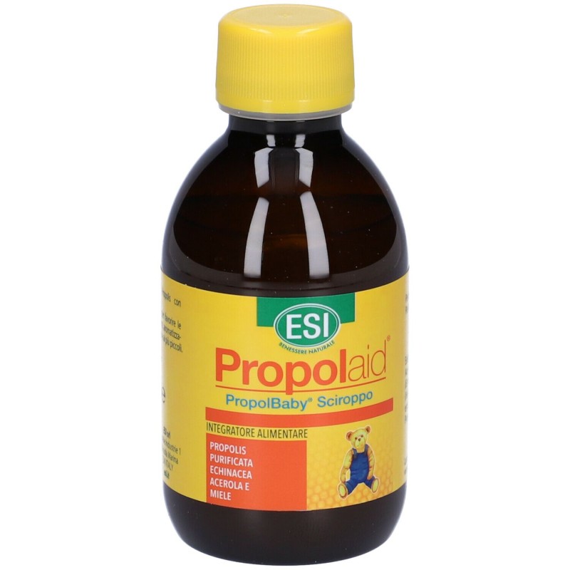 Dettaglio del packaging di Esi Propolbaby Sciroppo Fragola Per Difese Immunitarie 180 ml Dettaglio del packaging di Esi Propolbaby Sciroppo Fragola Per Difese Immunitarie 180 ml