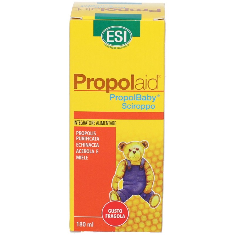 Vista del prodotto Esi Propolbaby Sciroppo Fragola Per Difese Immunitarie 180 ml Vista del prodotto Esi Propolbaby Sciroppo Fragola Per Difese Immunitarie 180 ml