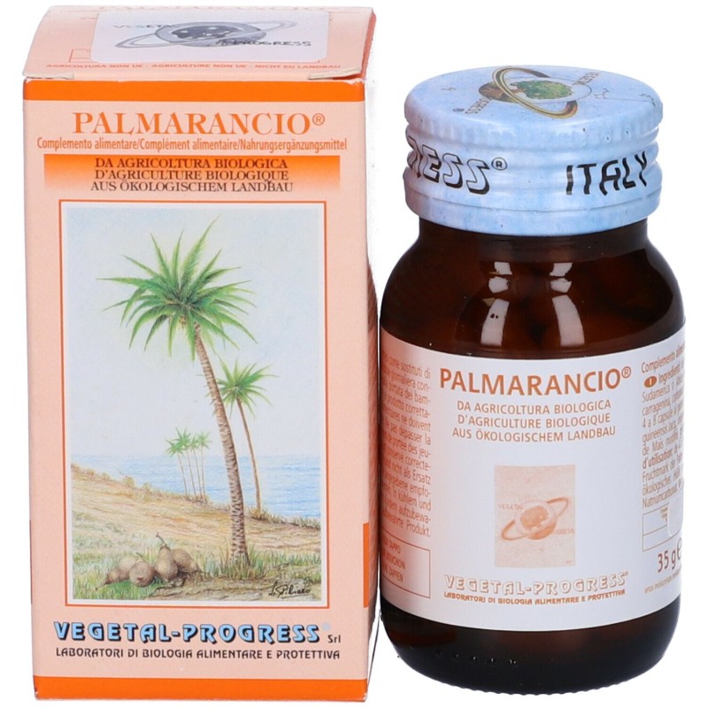 Packaging del prodotto Vegetal Progress Palmarancio Bio Integratore Antiossidante 70 Capsule Packaging del prodotto Vegetal Progress Palmarancio Bio Integratore Antiossidante 70 Capsule