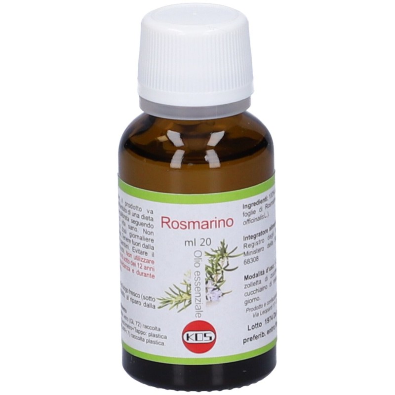 Presentazione grafica di Kos Rosmarino Olio Essenziale Integratore per la Digestione 20ml Presentazione grafica di Kos Rosmarino Olio Essenziale Integratore per la Digestione 20ml