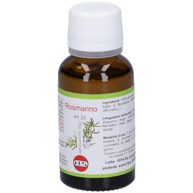 Scatola integra del prodotto Kos Rosmarino Olio Essenziale Integratore per la Digestione 20ml Scatola integra del prodotto Kos Rosmarino Olio Essenziale Integratore per la Digestione 20ml