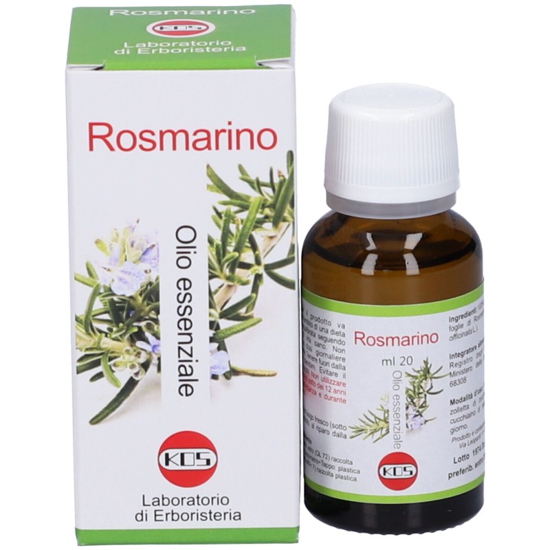 Packaging del prodotto Kos Rosmarino Olio Essenziale Integratore per la Digestione 20ml Packaging del prodotto Kos Rosmarino Olio Essenziale Integratore per la Digestione 20ml