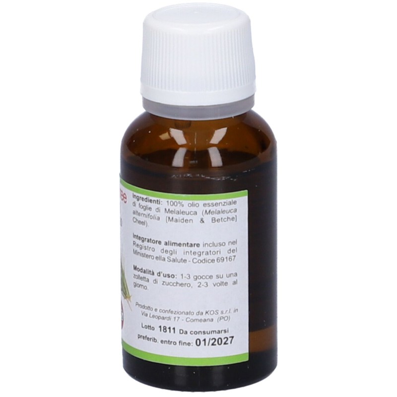 Foto illustrativa del packaging di Tea Tree Olio Essenziale Integratore per le Vie Respiratorie 20ml Foto illustrativa del packaging di Tea Tree Olio Essenziale Integratore per le Vie Respiratorie 20ml