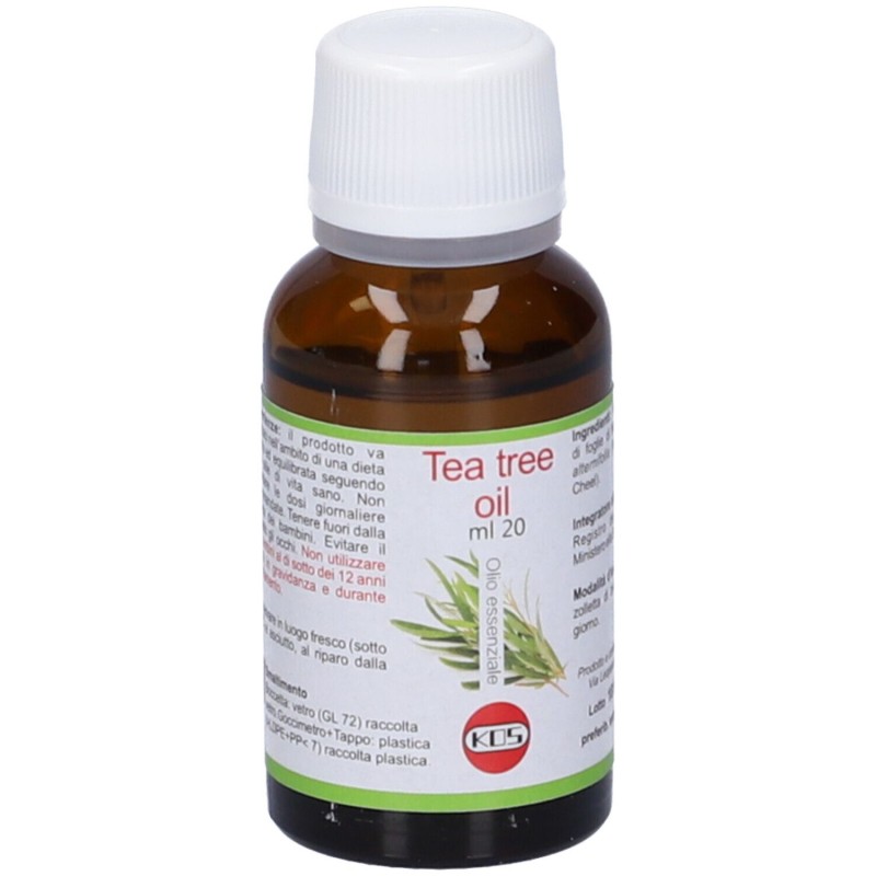 Dettaglio del packaging di Tea Tree Olio Essenziale Integratore per le Vie Respiratorie 20ml Dettaglio del packaging di Tea Tree Olio Essenziale Integratore per le Vie Respiratorie 20ml