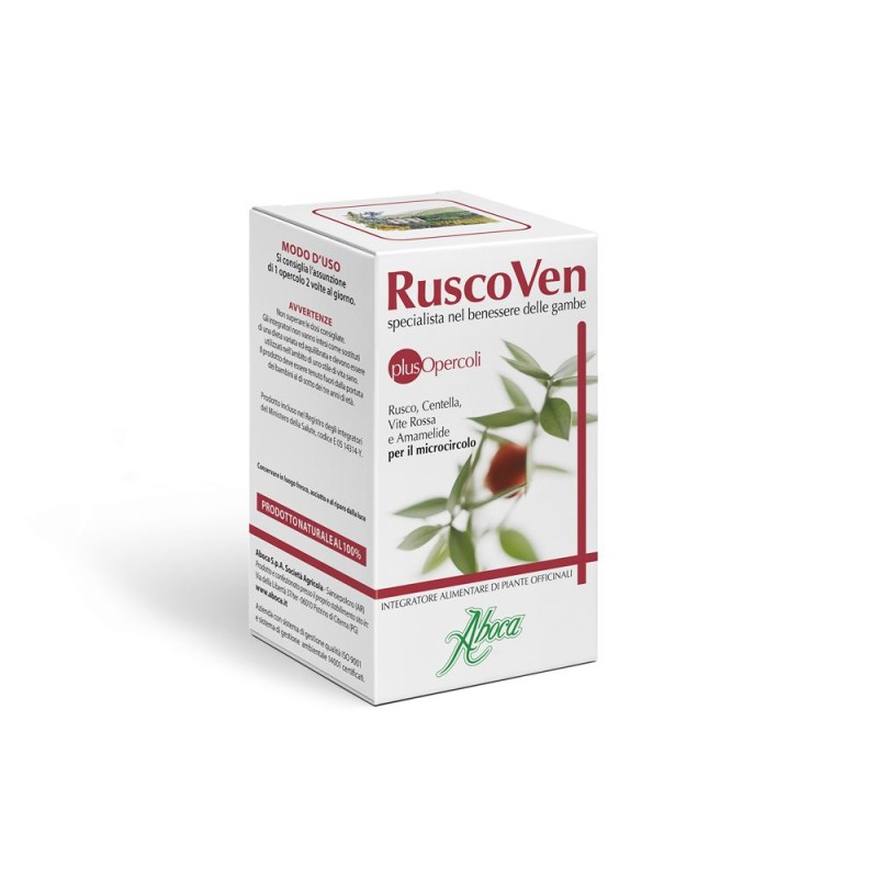 Visualizzazione chiara di Aboca Ruscoven Plus Integratore per Microcircolo 50 Capsule da 500mg