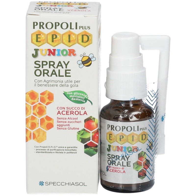 Aspetto del prodotto Specchiasol Epid Junior Propoli per Gola Spray Orale 15ml Aspetto del prodotto Specchiasol Epid Junior Propoli per Gola Spray Orale 15ml