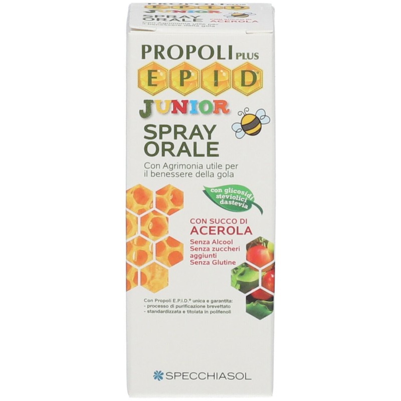 Scatola integra del prodotto Specchiasol Epid Junior Propoli per Gola Spray Orale 15ml Scatola integra del prodotto Specchiasol Epid Junior Propoli per Gola Spray Orale 15ml