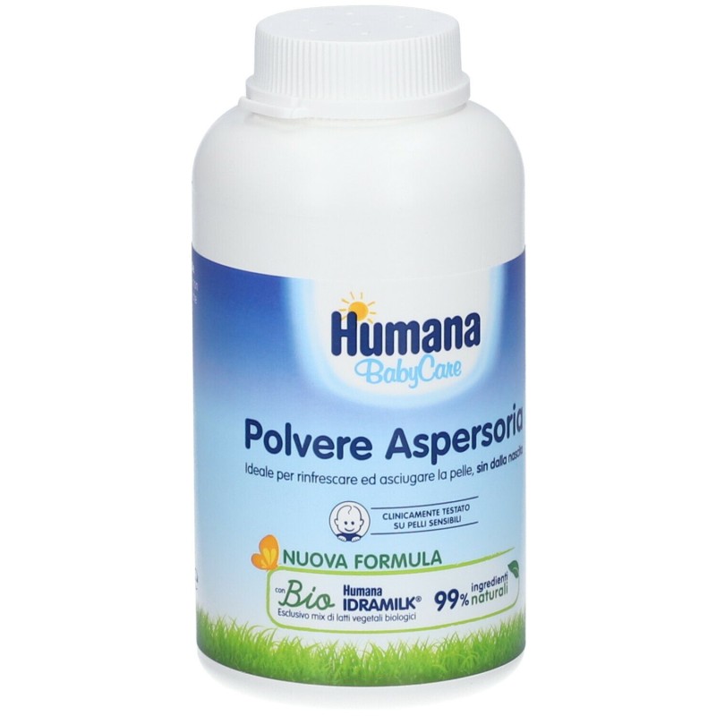 Scatola integra del prodotto Humana Baby Care Polvere Aspersoria per Pelle Delicata 150 g Scatola integra del prodotto Humana Baby Care Polvere Aspersoria per Pelle Delicata 150 g