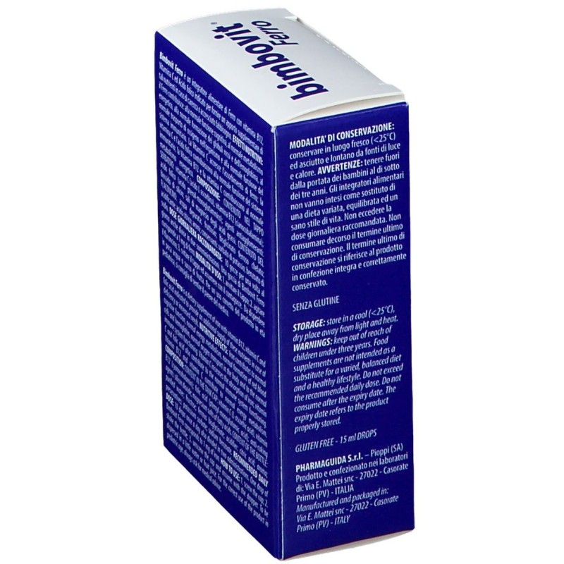 Foto illustrativa del packaging di Bimbovit Ferro Integratore Gocce 15ml Foto illustrativa del packaging di Bimbovit Ferro Integratore Gocce 15ml