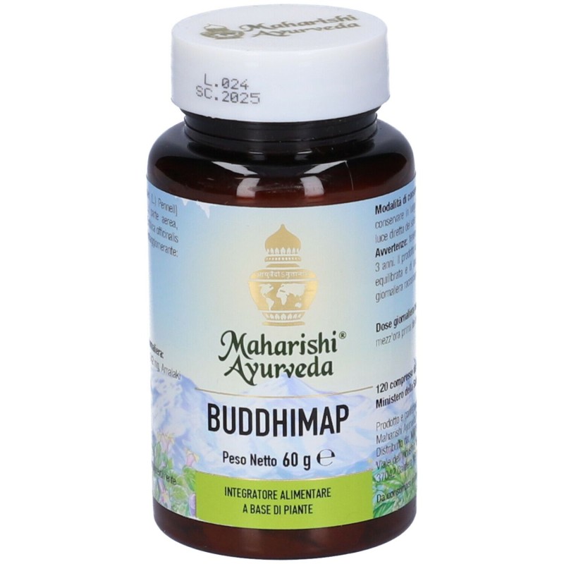 Foto illustrativa del packaging di Maharishi Ayurveda Buddhimap Integratore per Memoria e Concetrazione 120 Compresse Foto illustrativa del packaging di Maharishi Ayurveda Buddhimap Integratore per Memoria e Concetrazione 120 Compresse