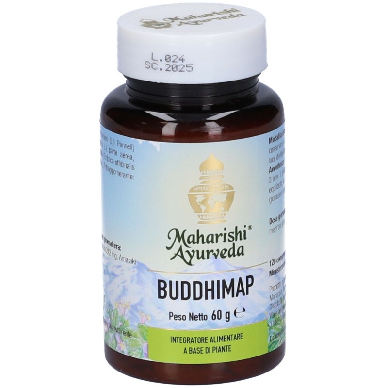Primo piano di Maharishi Ayurveda Buddhimap Integratore per Memoria e Concetrazione 120 Compresse Primo piano di Maharishi Ayurveda Buddhimap Integratore per Memoria e Concetrazione 120 Compresse