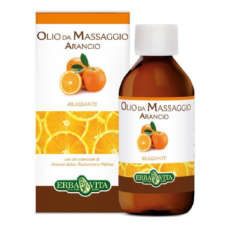 Dettaglio del packaging di Arancio Olio Mass per Massaggi 250ml Dettaglio del packaging di Arancio Olio Mass per Massaggi 250ml