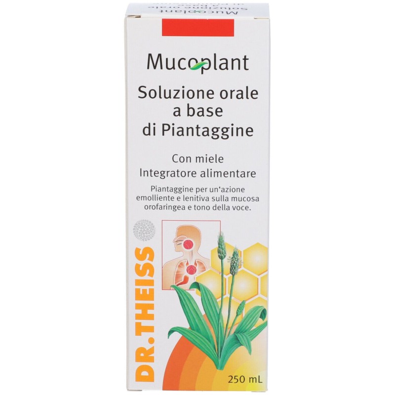 Packaging del prodotto Dr.Theiss Mucoplant Piantaggine Soluzione Per Tosse E Catarro 250ml