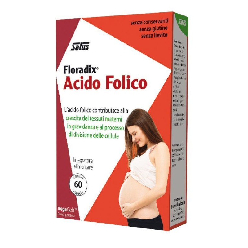 Scatola originale del prodotto Salus Floradix Acido Folico Integratore con Acido Folico 60 Capsule Scatola originale del prodotto Salus Floradix Acido Folico Integratore con Acido Folico 60 Capsule