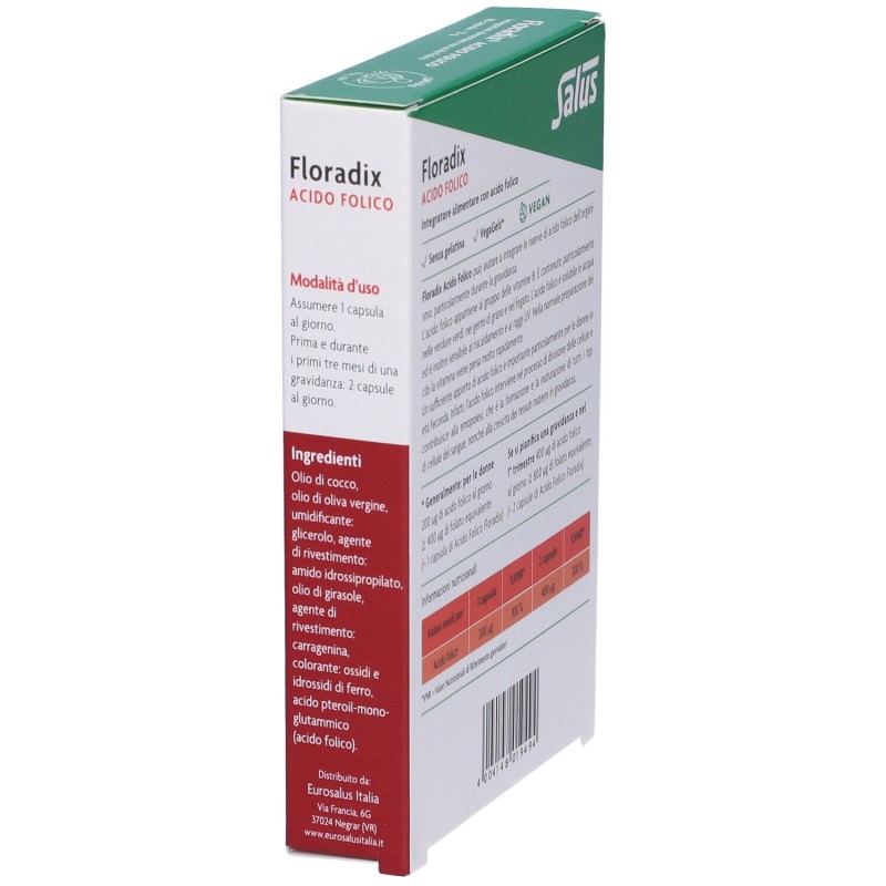 Foto illustrativa del packaging di Salus Floradix Acido Folico Integratore con Acido Folico 60 Capsule Foto illustrativa del packaging di Salus Floradix Acido Folico Integratore con Acido Folico 60 Capsule