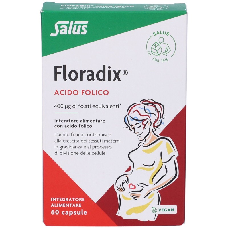 Immagine reale di Salus Floradix Acido Folico Integratore con Acido Folico 60 Capsule Immagine reale di Salus Floradix Acido Folico Integratore con Acido Folico 60 Capsule