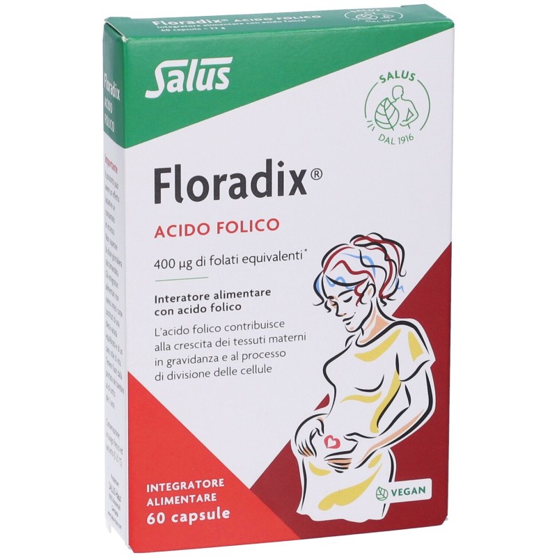 Dettaglio del packaging di Salus Floradix Acido Folico Integratore con Acido Folico 60 Capsule Dettaglio del packaging di Salus Floradix Acido Folico Integratore con Acido Folico 60 Capsule