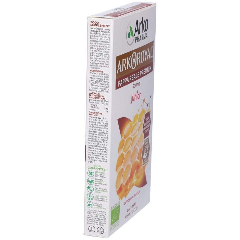 Dettaglio del packaging di Aekoroyal Pappa Reale Biologica Ricostituente 10 Fiale Dettaglio del packaging di Aekoroyal Pappa Reale Biologica Ricostituente 10 Fiale