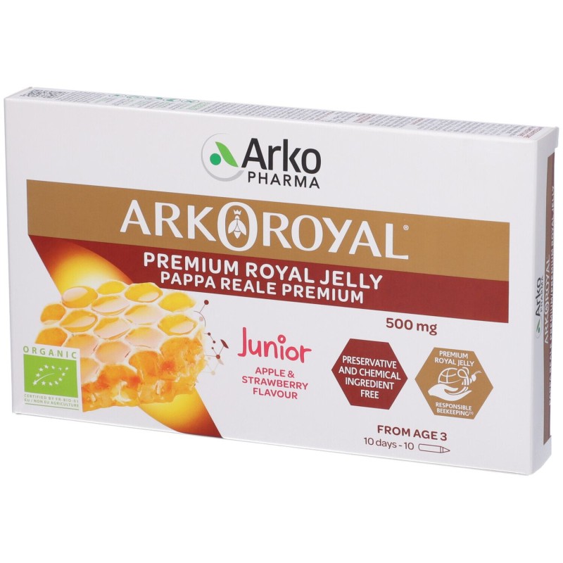 Primo piano di Aekoroyal Pappa Reale Biologica Ricostituente 10 Fiale Primo piano di Aekoroyal Pappa Reale Biologica Ricostituente 10 Fiale