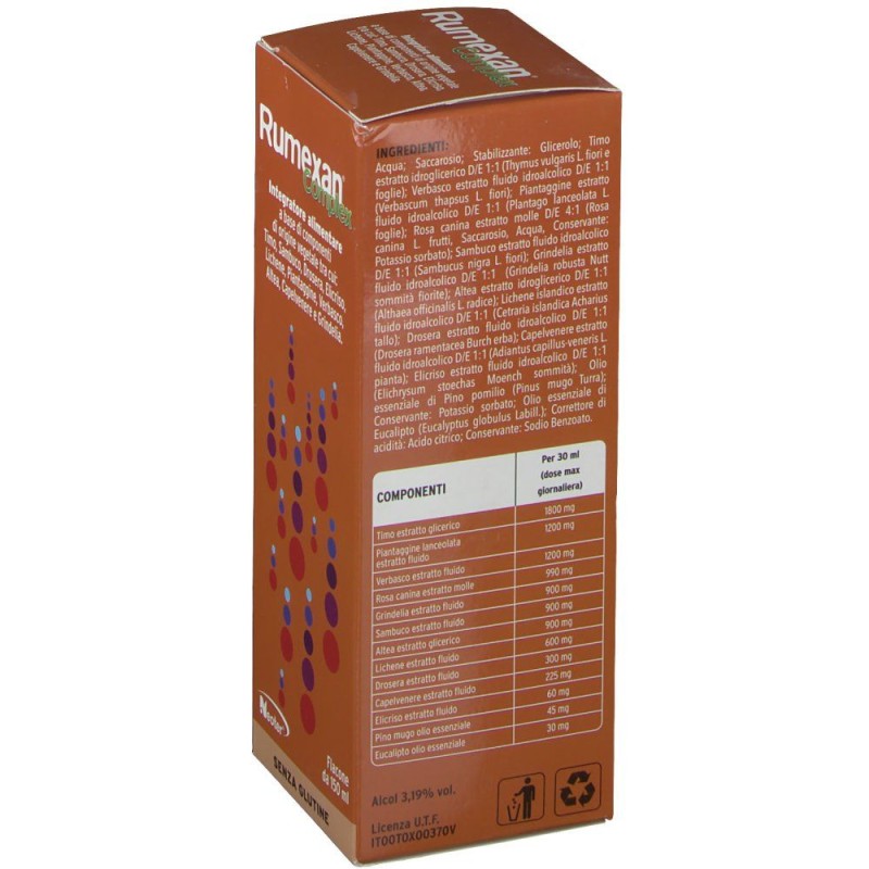 Aspetto del prodotto Rumexan Complex Integratore per Vie Respiratorie 150ml Aspetto del prodotto Rumexan Complex Integratore per Vie Respiratorie 150ml