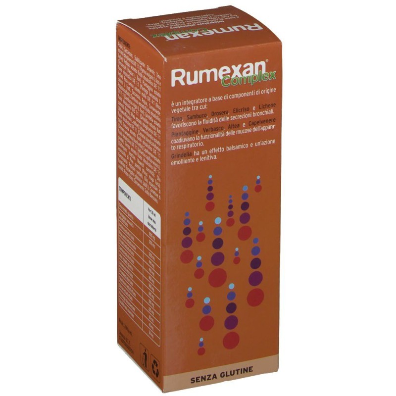 Scatola integra del prodotto Rumexan Complex Integratore per Vie Respiratorie 150ml Scatola integra del prodotto Rumexan Complex Integratore per Vie Respiratorie 150ml