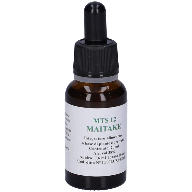 Dettaglio del packaging di Mts12 Maitake Gocce Integratore per Difese Immunitarie 20ml Dettaglio del packaging di Mts12 Maitake Gocce Integratore per Difese Immunitarie 20ml