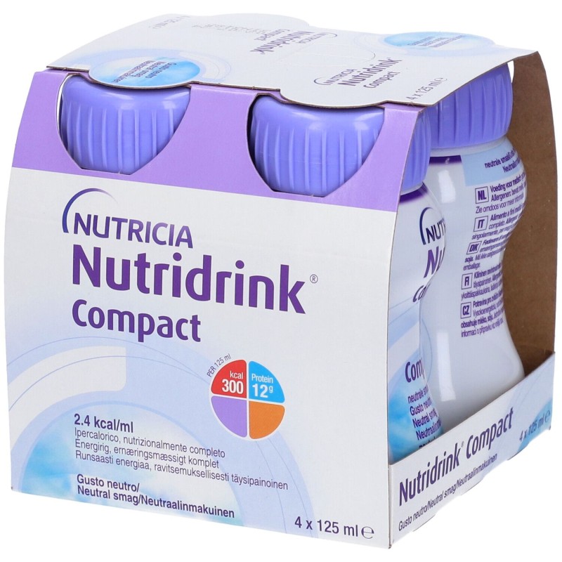 Confezione sigillata di Nutricia Nutridrink Compact Neutro Integratore Energetico 4X125ml Confezione sigillata di Nutricia Nutridrink Compact Neutro Integratore Energetico 4X125ml