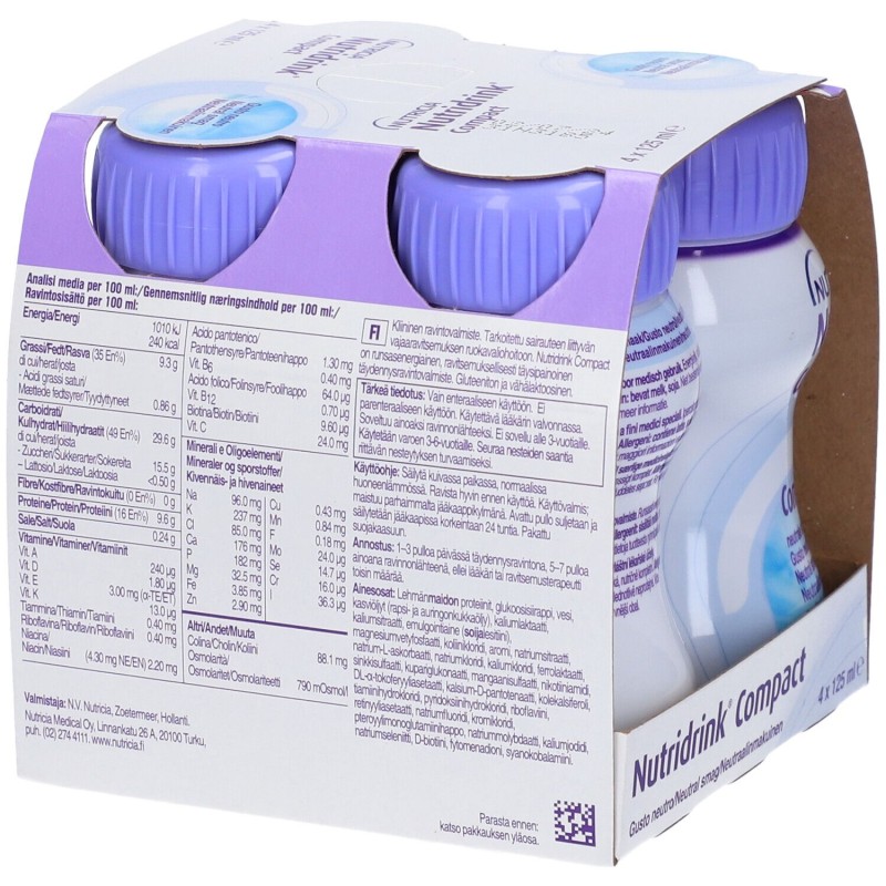 Aspetto del prodotto Nutricia Nutridrink Compact Neutro Integratore Energetico 4X125ml Aspetto del prodotto Nutricia Nutridrink Compact Neutro Integratore Energetico 4X125ml