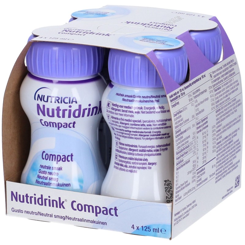 Scatola integra del prodotto Nutricia Nutridrink Compact Neutro Integratore Energetico 4X125ml Scatola integra del prodotto Nutricia Nutridrink Compact Neutro Integratore Energetico 4X125ml