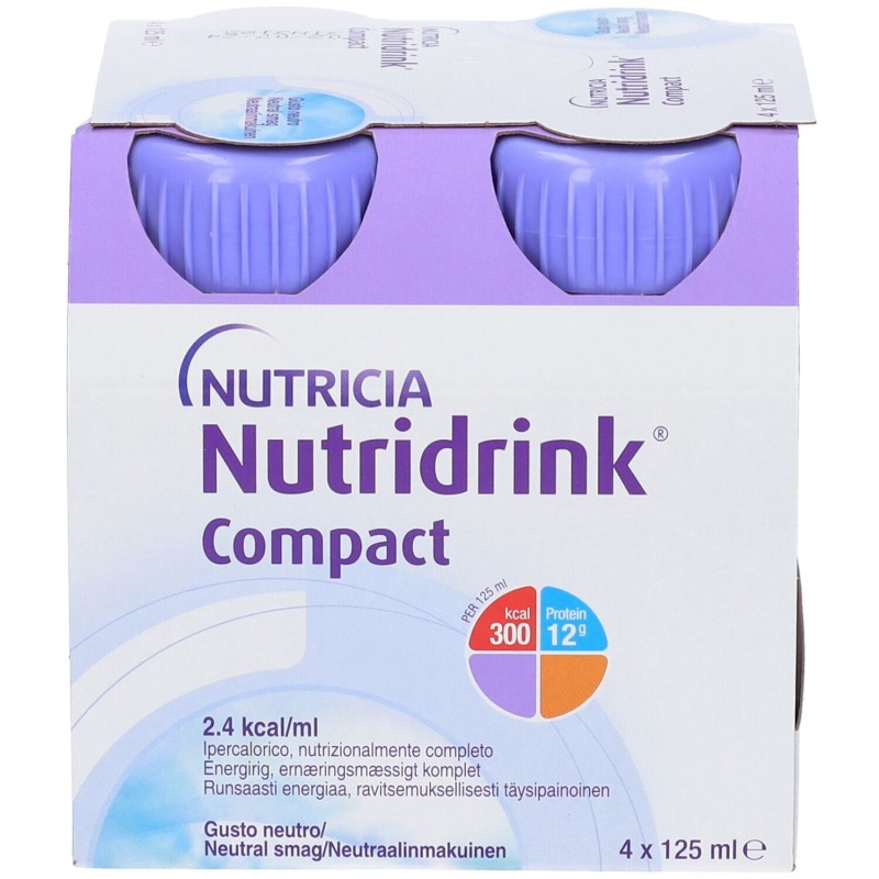 Foto esplicativa di Nutricia Nutridrink Compact Neutro Integratore Energetico 4X125ml Foto esplicativa di Nutricia Nutridrink Compact Neutro Integratore Energetico 4X125ml