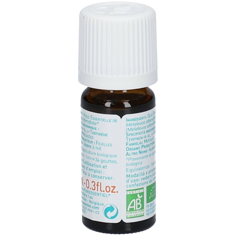 Confezione commerciale diPuressential Tea Tree Bio Olio Essenziale Integratore per Le Vie Respiratorie 10ml