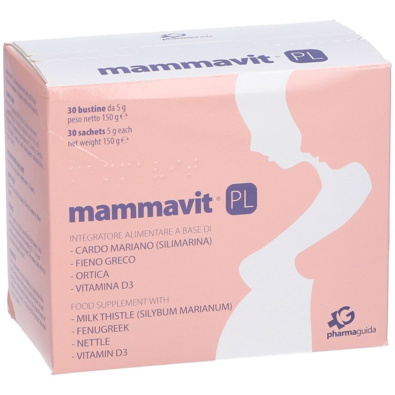 Foto illustrativa del packaging di Pharmaguida Mammavit PL Integratore per Sviluppo del Feto 30 Bustine Foto illustrativa del packaging di Pharmaguida Mammavit PL Integratore per Sviluppo del Feto 30 Bustine